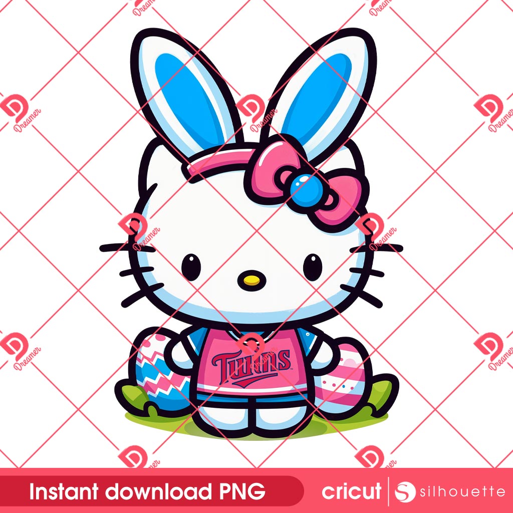 Hello Kitty Bunny Easter Minnesota Twins PNG, Hello Kitty MLB Baseball Minnesota Twins PNG