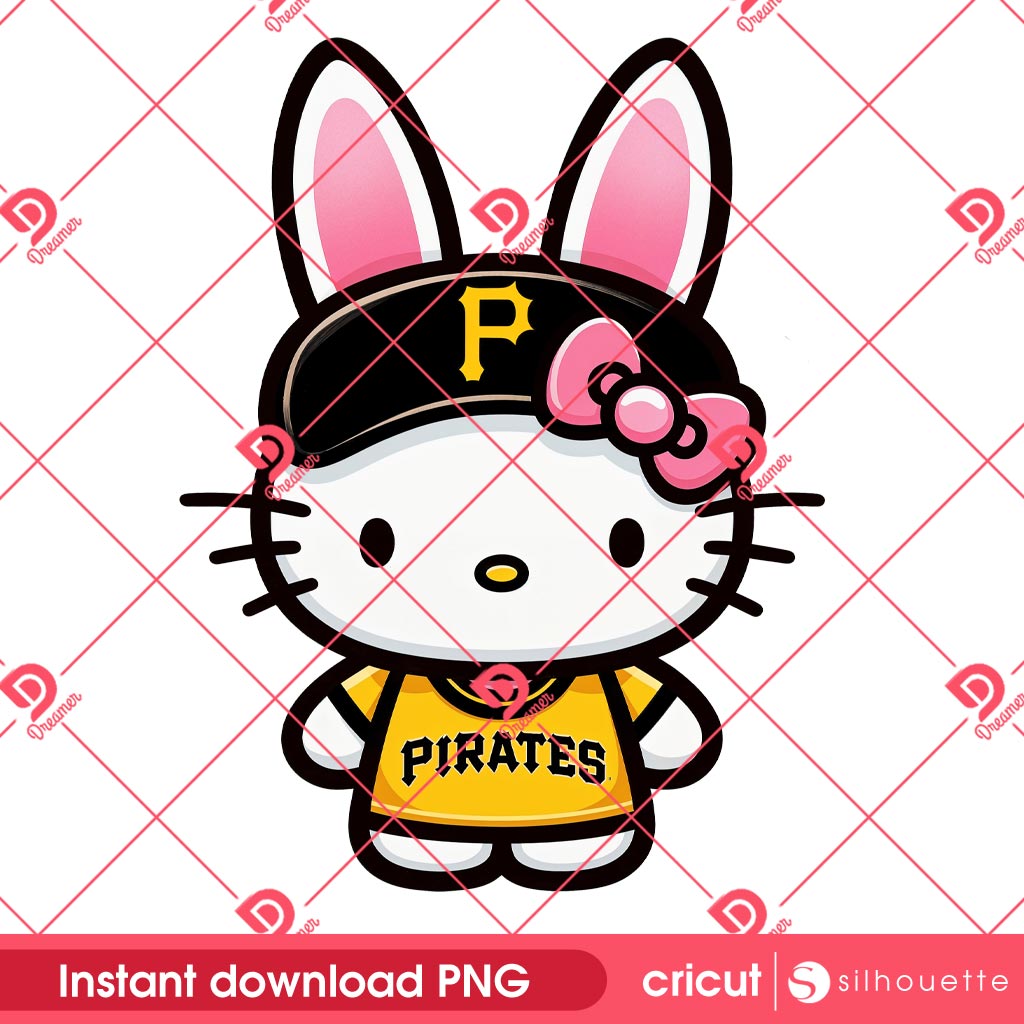 Hello Kitty Bunny Easter Pittsburgh Pirates PNG, Hello Kitty MLB Baseball Pittsburgh Pirates PNG