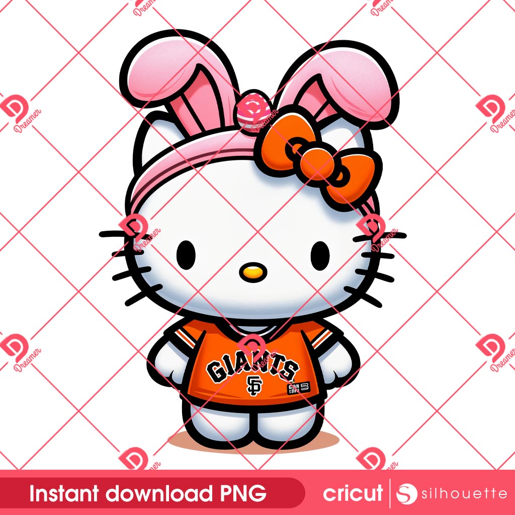 Hello Kitty Bunny Easter SF Giants PNG, Hello Kitty MLB Baseball San Francisco Giants PNG