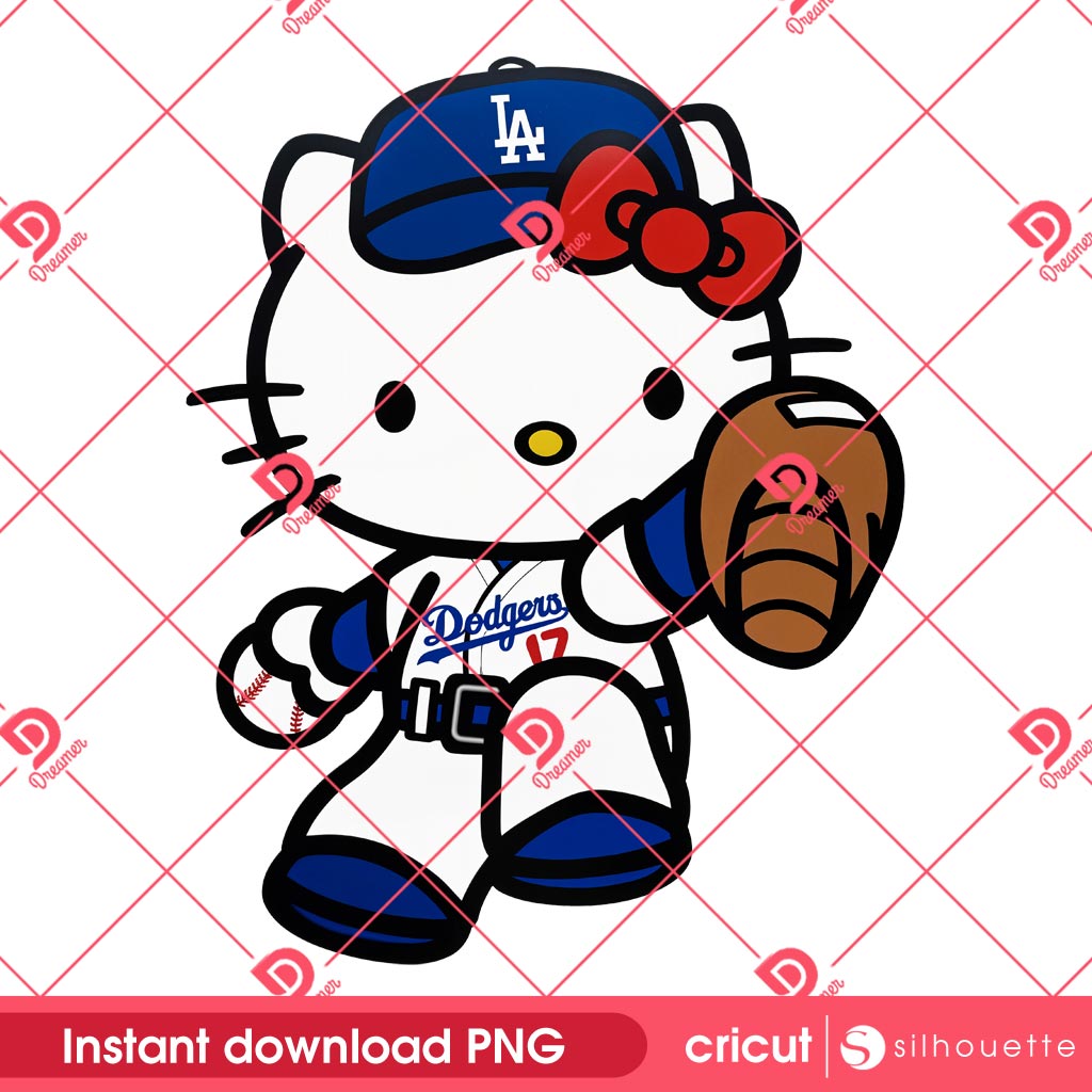Hello Kitty Los Angeles Dodgers Players PNG, Hello Kitty MLB Baseball Dodgers PNG