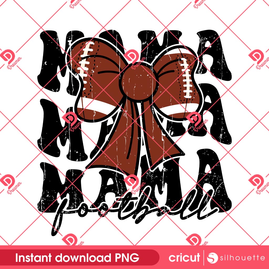 Mama Football Coquette Bow PNG, Football Sport Mom PNG, Happy Mothers Day PNG