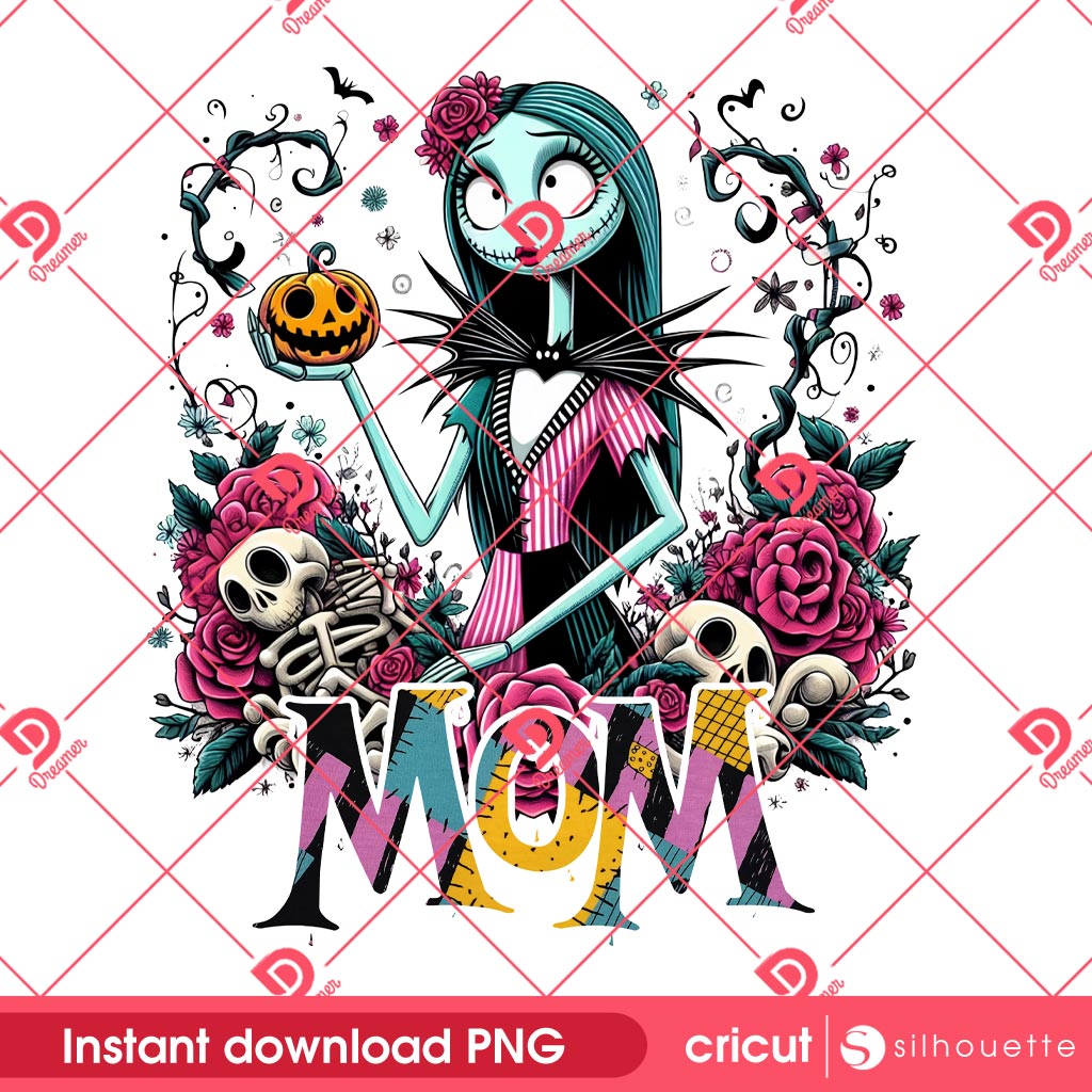 Mama Sally Nightmare Cartoon PNG, Happy Mothers Day PNG, Jack Skellington Sally Nightmare Mom PNG 2