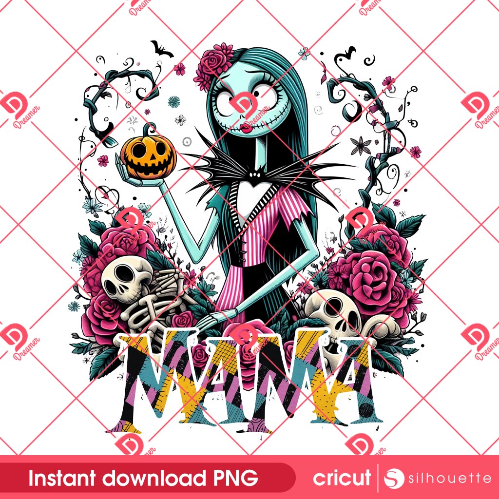 Mama Sally Nightmare Cartoon PNG, Happy Mothers Day PNG, Jack Skellington Sally Nightmare Mom PNG