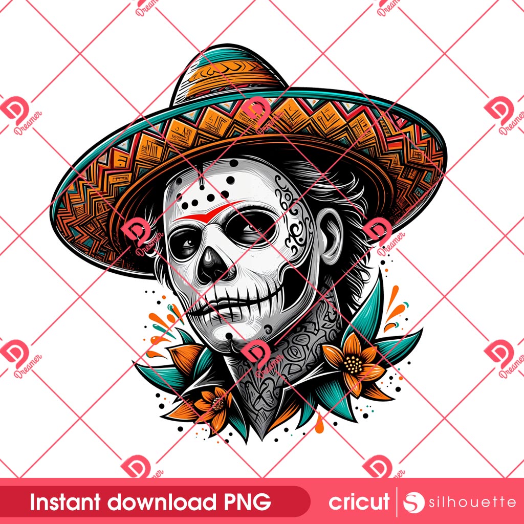Michael Myers X Jason Voorhees Cinco De Mayo PNG, Cinco De Mayo Horror Killers PNG