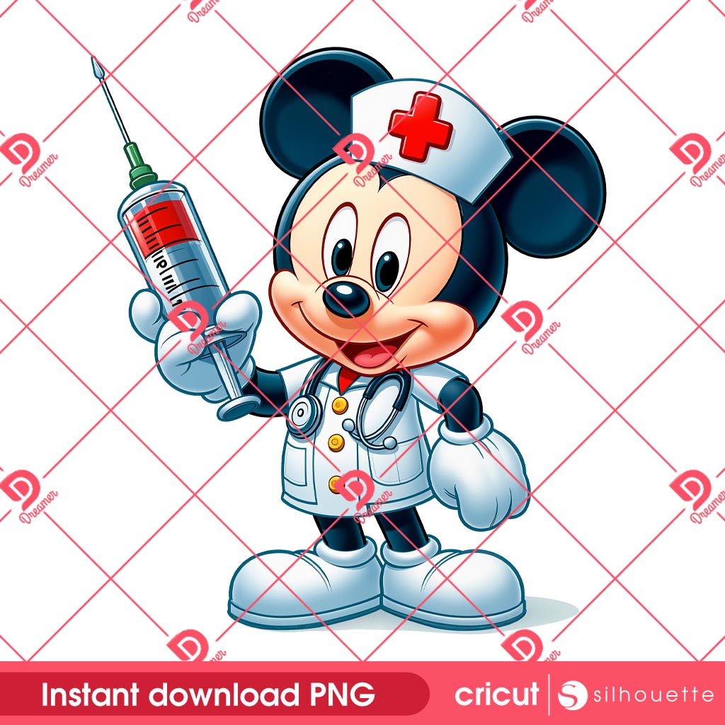 Mickey Mouse Nurse PNG, Disney Character In Hospital PNG, Mickey Nurse In Hospital PNG