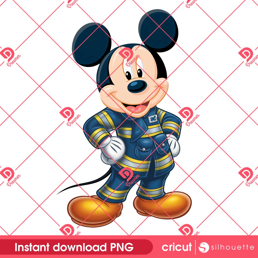 Mickey Wearing Firefighter PNG, Disney Mouse Firefighter PNG Design