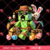 Minecraft Game Happy Easter Design PNG, Pixel Game Bunny Egg Easter Day PNG Design