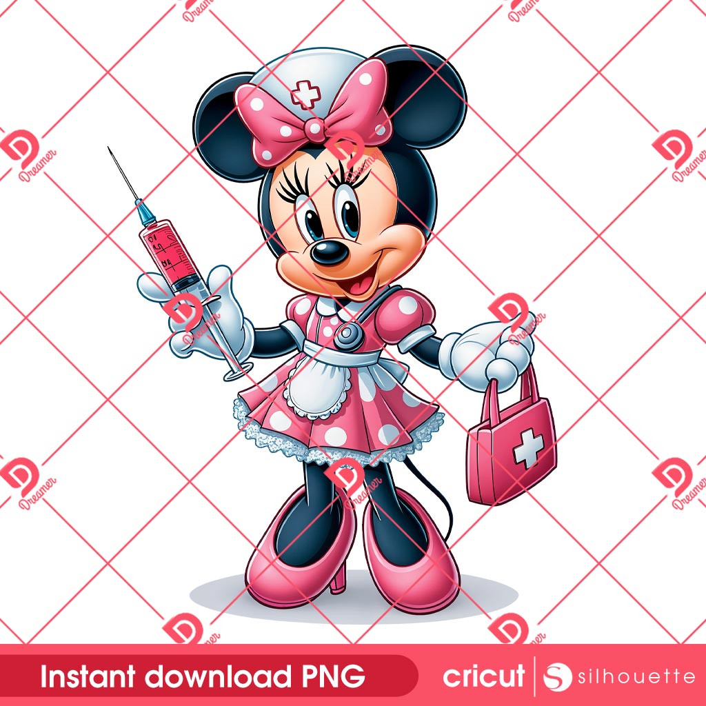 Minnie Mouse Nurse PNG, Disney Character In Hospital PNG, Minnie Nurse In Hospital PNG