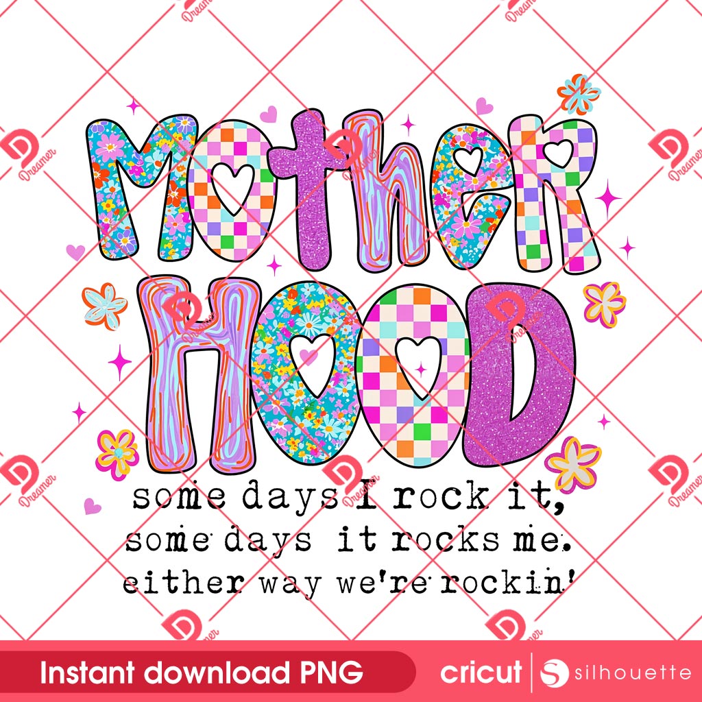 Motherhood Coquette Bow Checker PNG, Neon Mother Hood PNG, Funny Mothers Day PNG