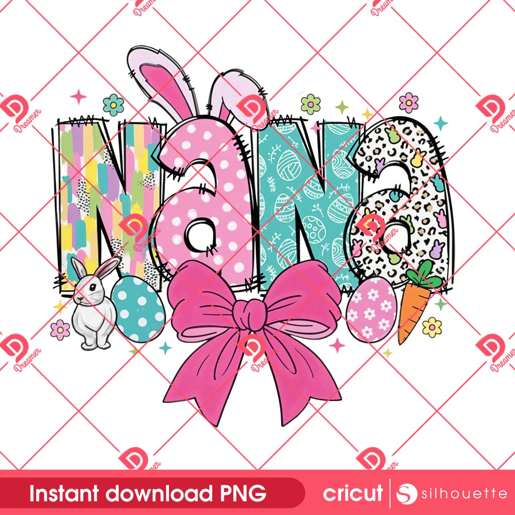 Nana Easter Day PNG, Coquette Nana Bunny Easter PNG