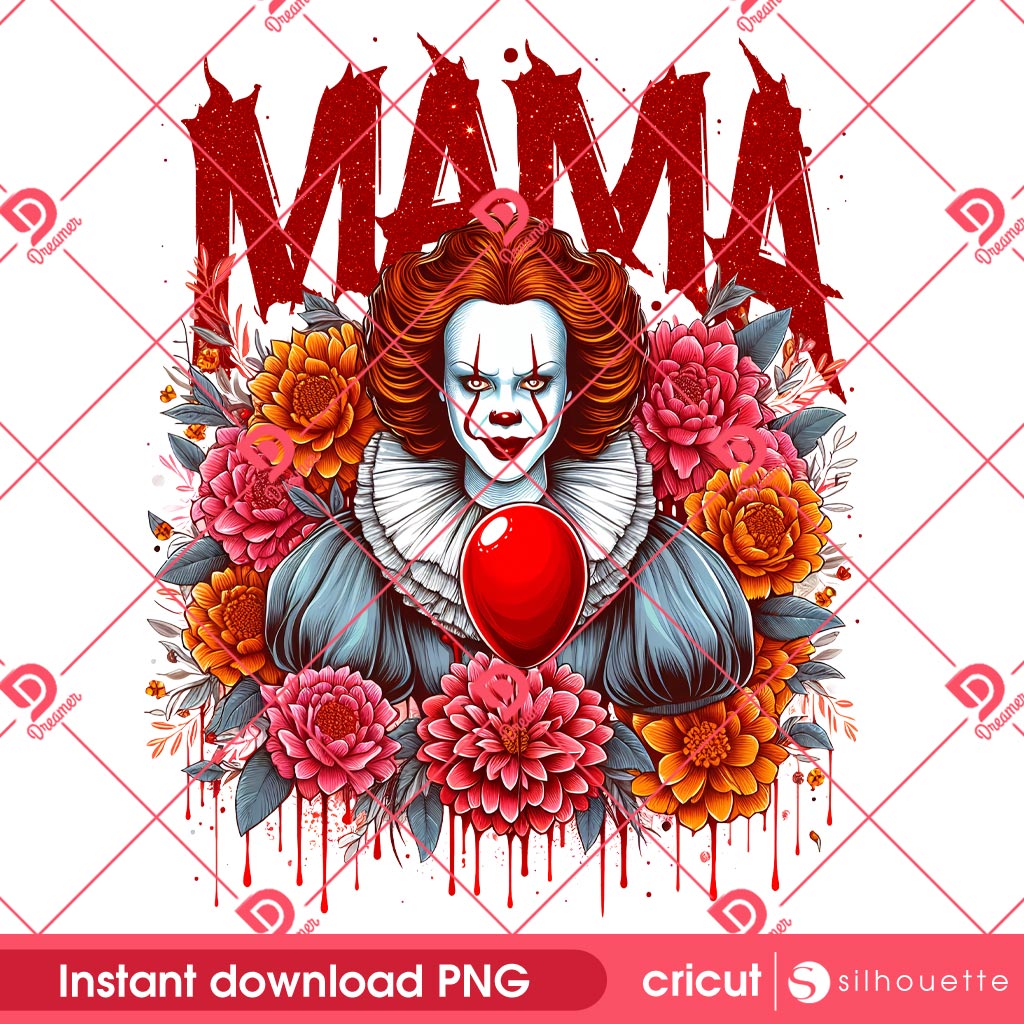 Pennywise Mama PNG, Horror Killer Mom PNG, Horror Mothers Day PNG