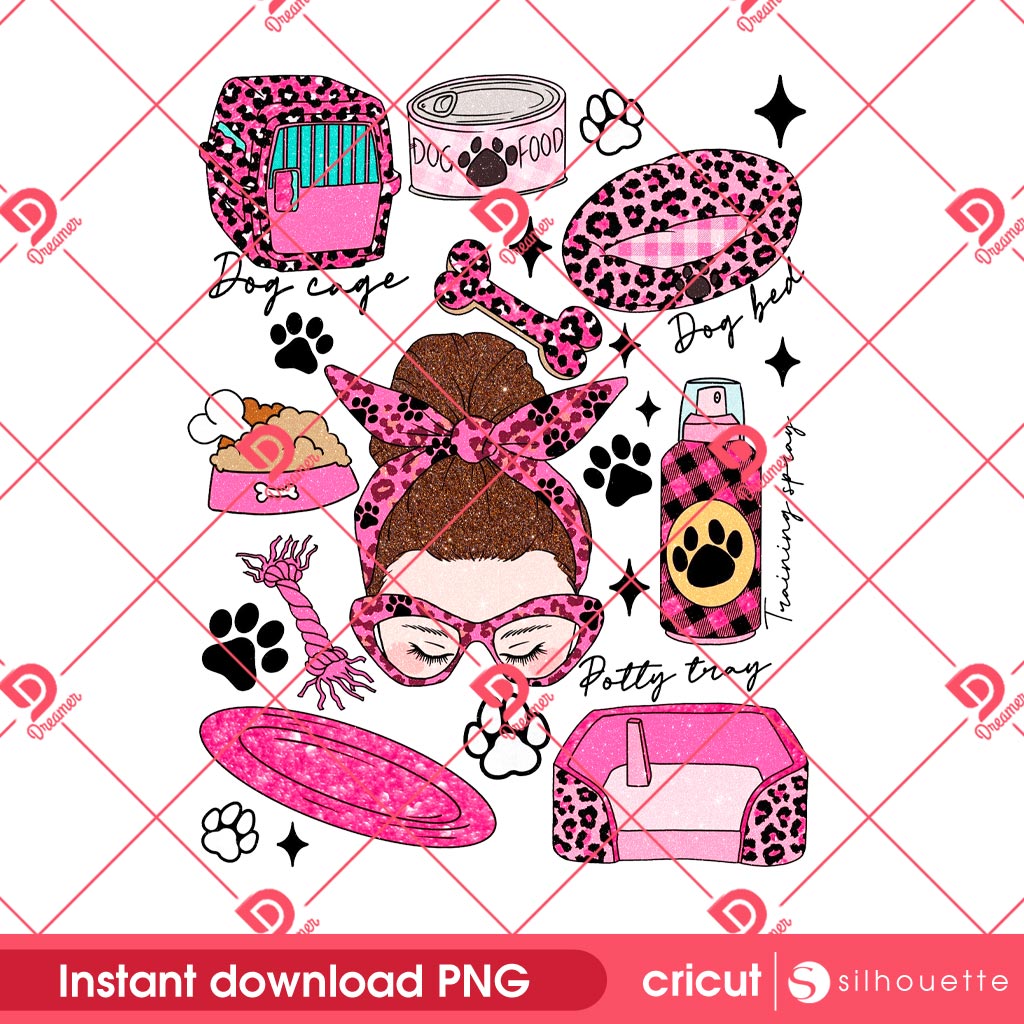 Pink Messy Bun Mama PNG, Mothers Day PNG