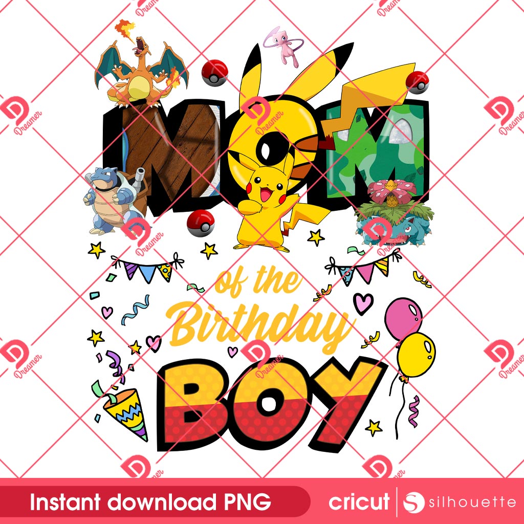 Pokemon Mom Birthday Boy PNG, Pikachu Mom Of The Birthday Boy PNG
