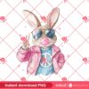Retro Easter Bunny Blowing Bubble PNG, Easter Day 2025 PNG
