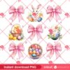 Retro Easter Floral Coquette Bow PNG, Easter Eggs Coquette PNG, Happy Easter Day 2025 PNG