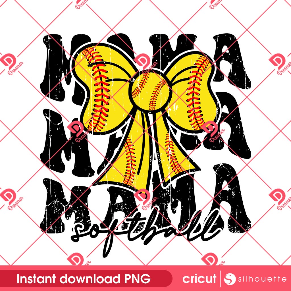 Softball Mama Coquette Bow PNG, Softball Mom PNG, Sport Coquette Mothers Day PNG