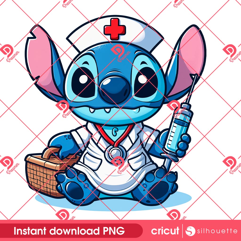 Stitch Nurse PNG, Disney Character In Hospital PNG