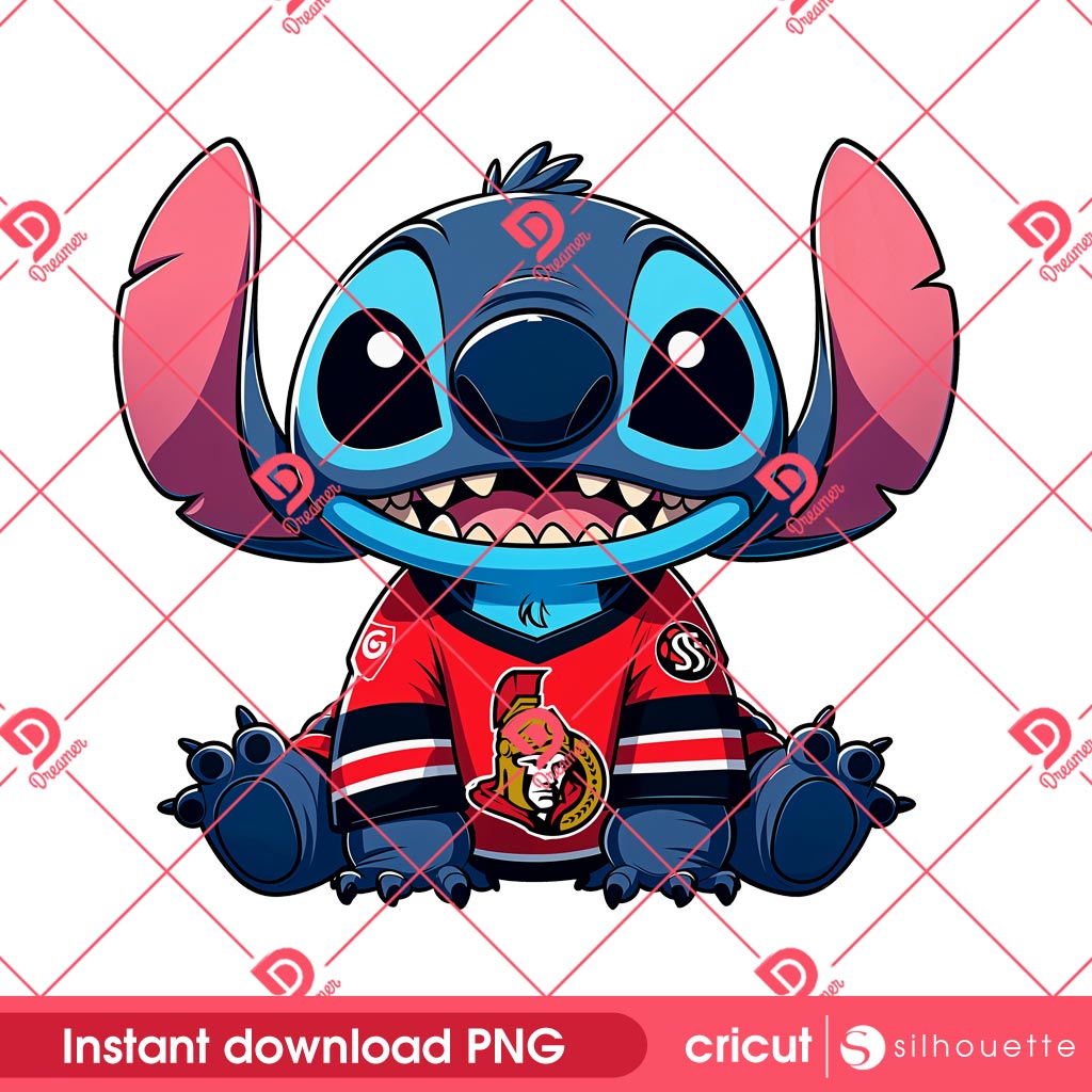 Stitch Ottawa Senators NHL Sport PNG, Stitch Hockey Ottawa Senators Team PNG, Disney Stitch Hockey Sport PNG