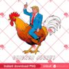 Trump Rides Rooster Hilarious Cartoon Adventure PNG