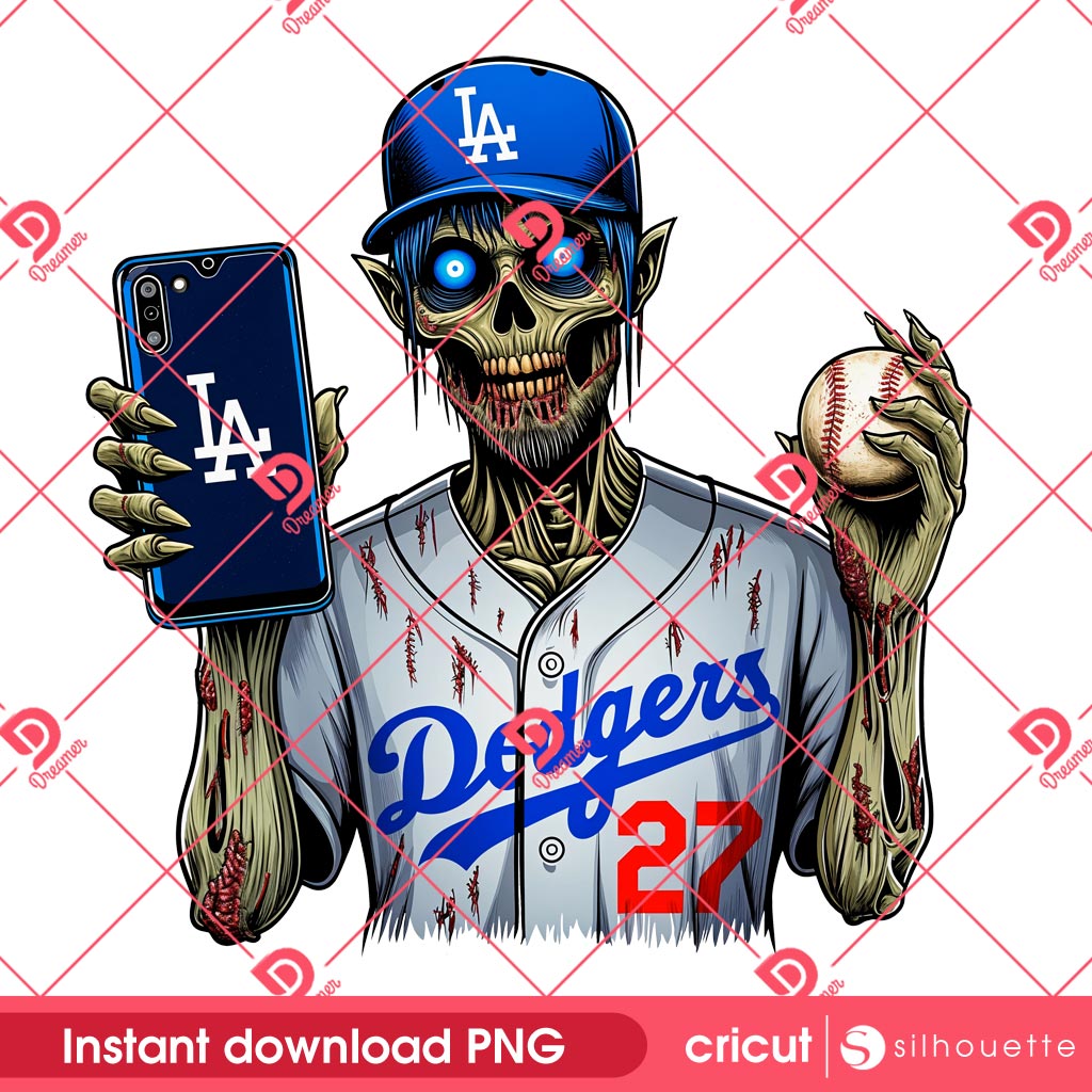 Zombie Fan Los Angeles Dodgers PNG, Zombie Dodgers Baseball PNG