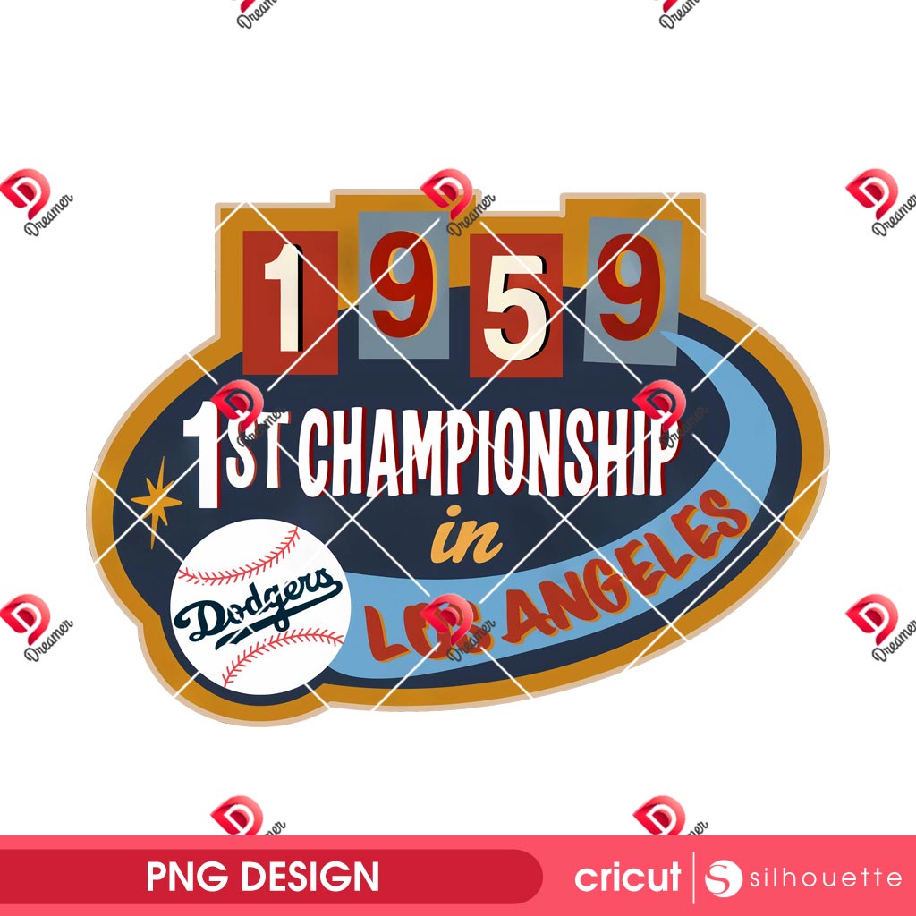 1959 LA Baseball Championship PNG, Retro Vintage Baseball PNG