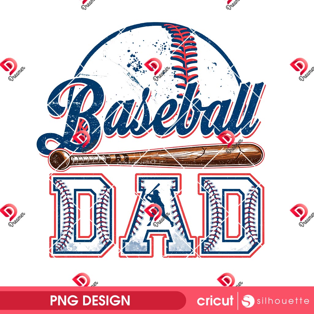 Baseball Dad PNG, Fathers Day Sport PNG, Vintage Daddy Baseball Sport PNG