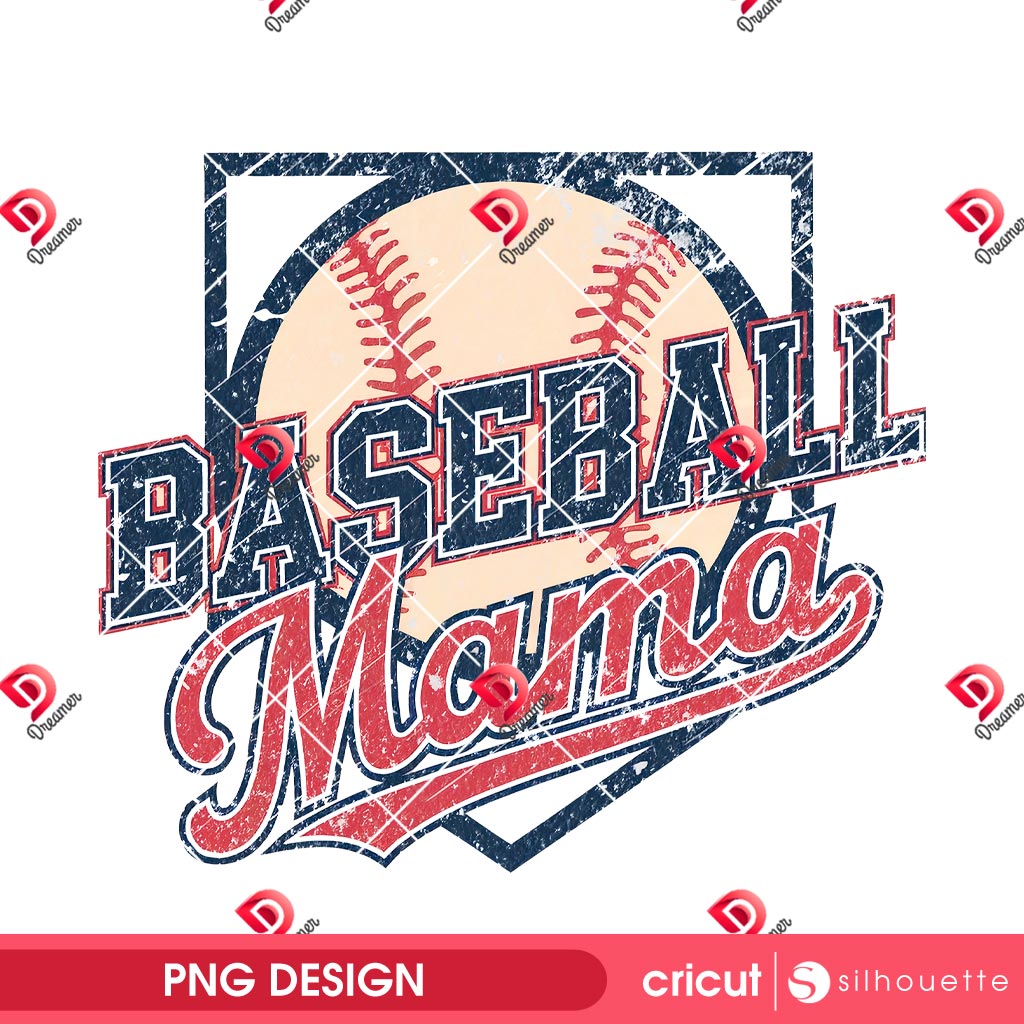 Baseball Mama PNG, Retro Baseball Shirt Vintage Design PNG