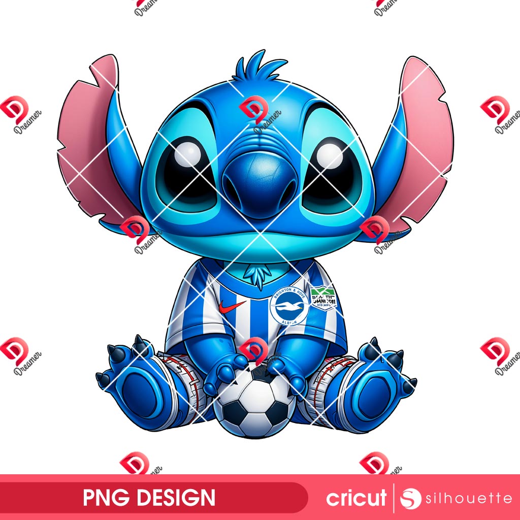 Brighton FC Stitch Player PNG, Stitch Soccer Player PNG, Stitch Premier League Brighton PNG
