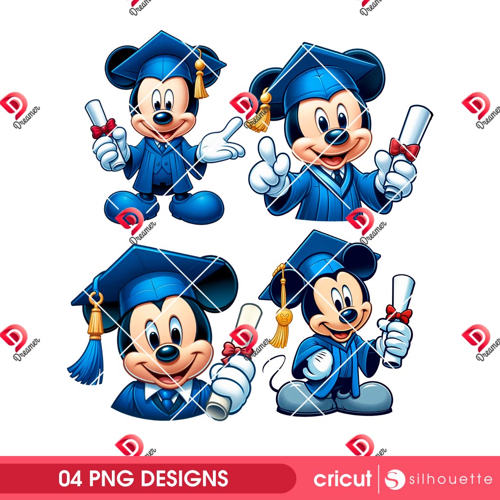 Bundle Mickey Mouse Graduation 2025 PNG, 2025 Graduate Disney Mickey Mouse PNG Bundle