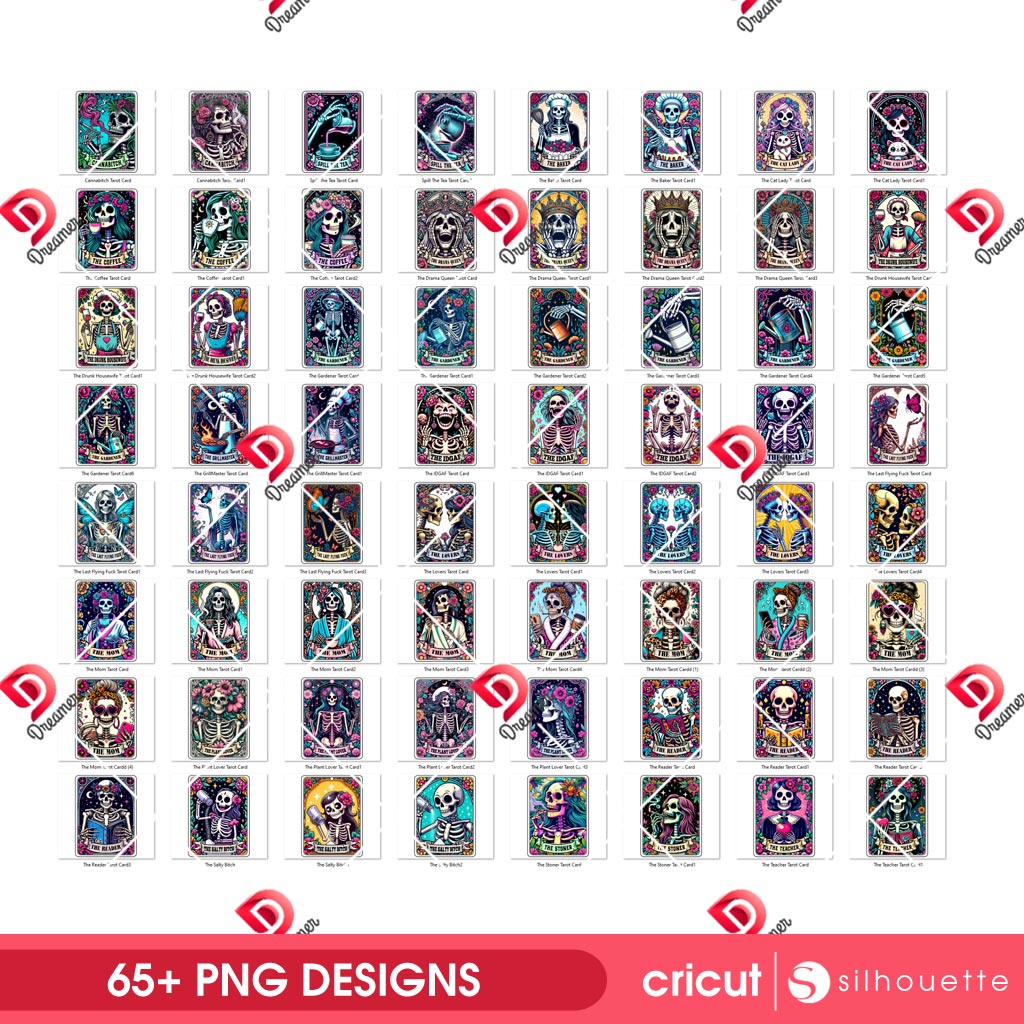 Bundle Mom Tarrot Cards PNG, Tarrot Card Skeleton Mama PNG Bundle, Mothers Day Bundle PNG
