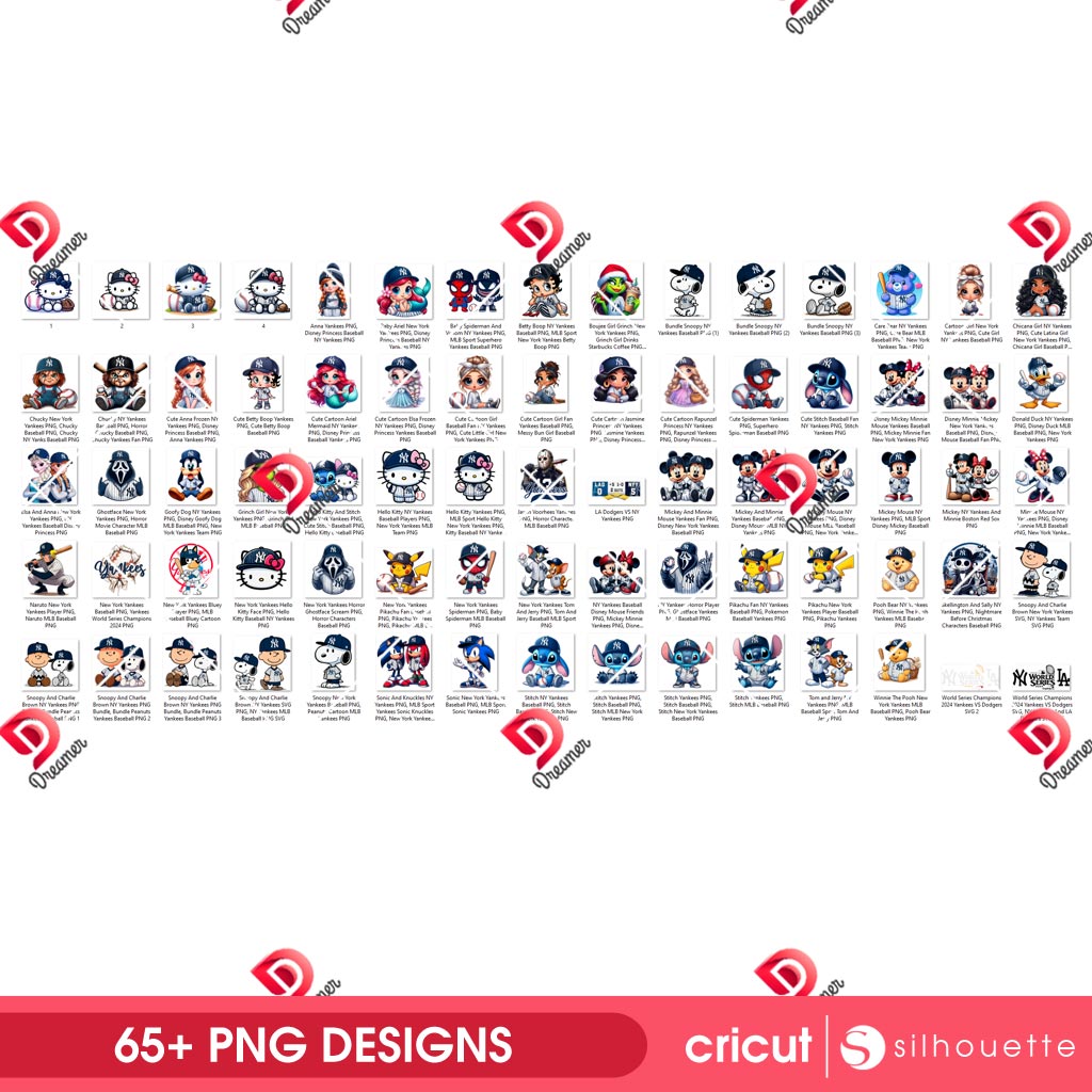 Bundle NY Yankees Baseball SVG PNG, New York Yankees Sport Characters Bundle PNG