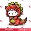 Cute Hello Kitty Wearing Dinosaur Outfits PNG, T-Rex Hello Kitty PNG