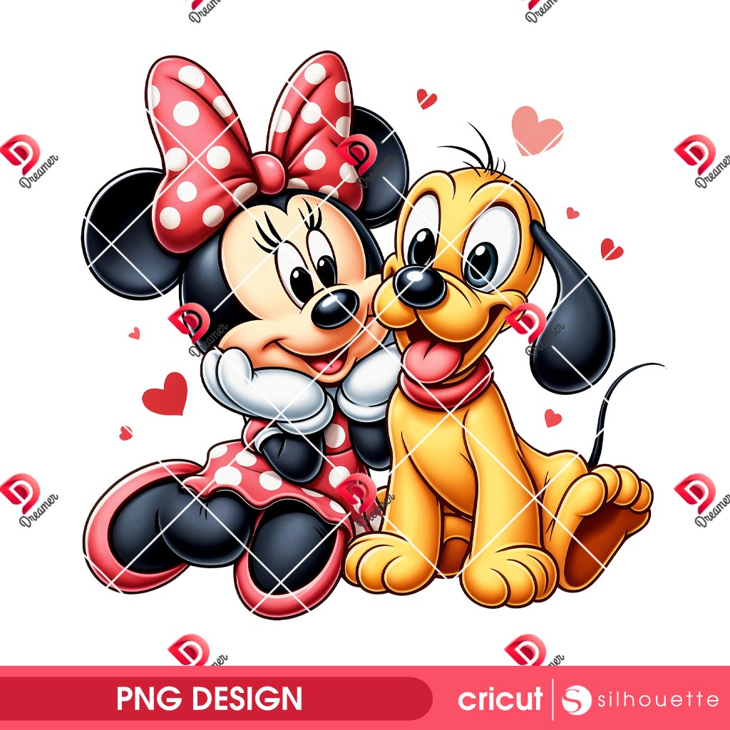 Cute Minnie And Pluto PNG, Disney Characters Minnie Mouse And Pluto Dog PNG