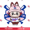 LA Dodgers Labubu PNG, Dodgers Baseball Mascot PNG, Popular Cartoon Character Design PNG