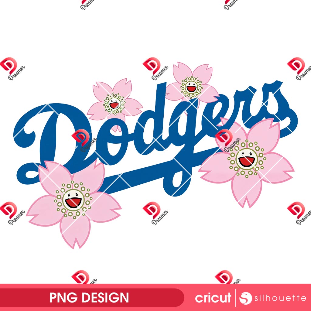 Dodgers Cherry Blossum PNG, Los Angeles Dodgers Baseball Logo PNG