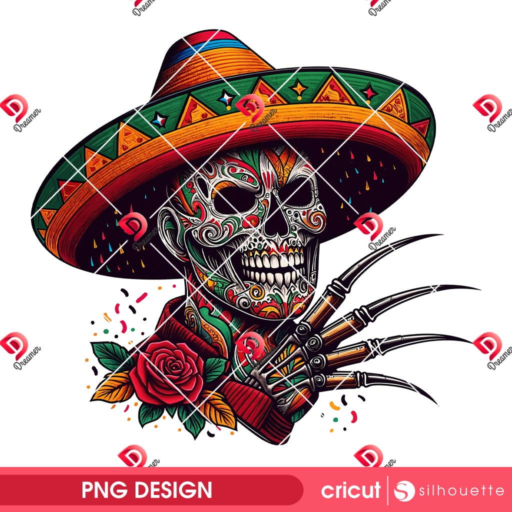 Freddy Krueger Cinco De Mayo PNG, Cinco De Mayo Horror Killer PNG