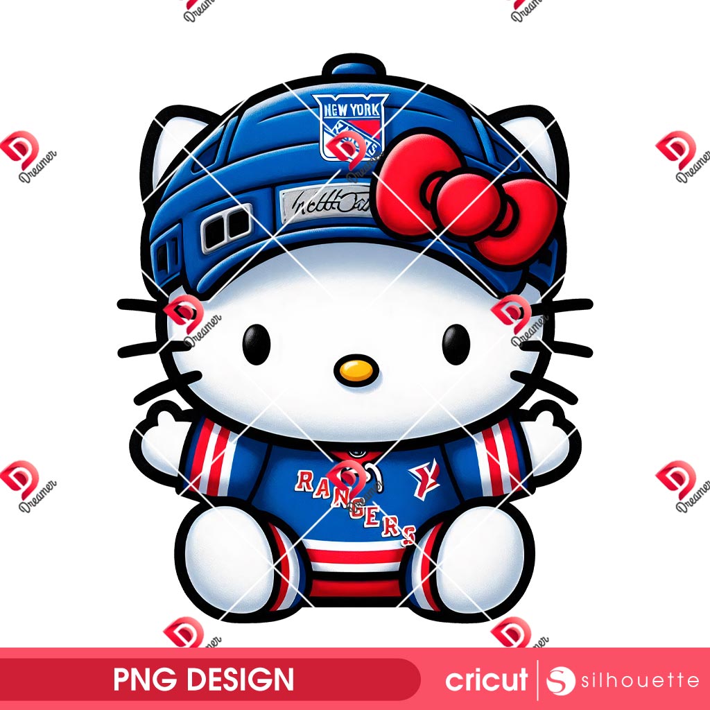 Hello Kitty New York Rangers PNG, NHL Sport Hello Kitty Hockey New York Rangers PNG