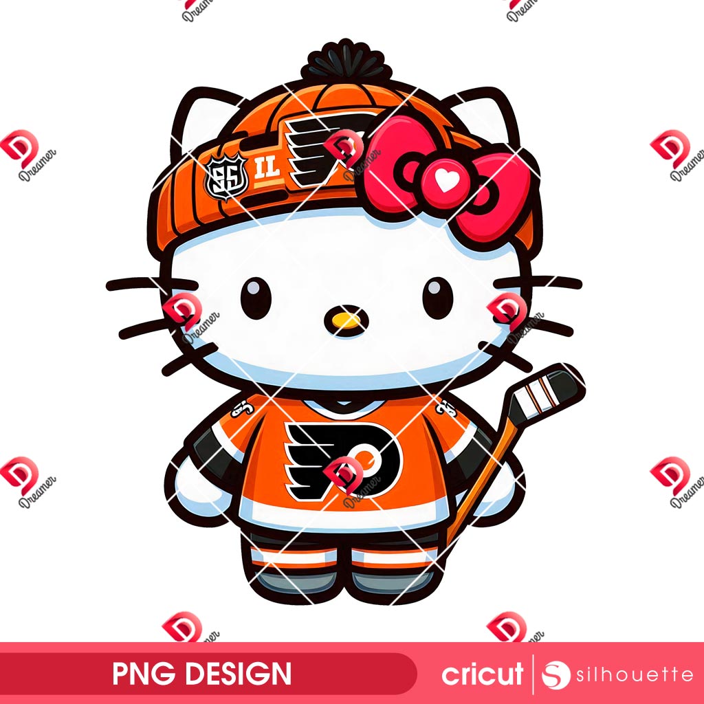 Hello Kitty Philadelphia Flyers PNG, NHL Sport Hello Kitty Hockey Philadelphia Flyers PNG