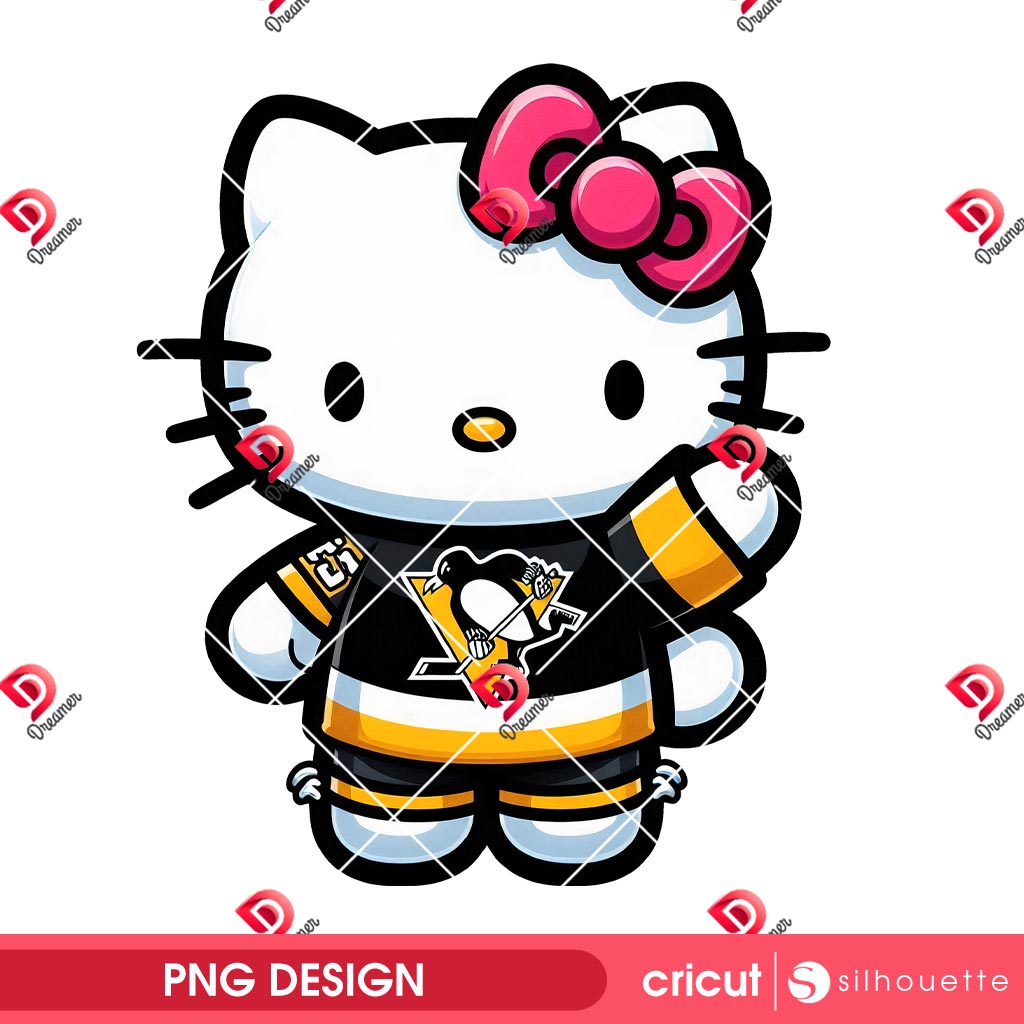 Hello Kitty Pittsburgh Penguins PNG, NHL Sport Hello Kitty Hockey Pittsburgh Penguins PNG