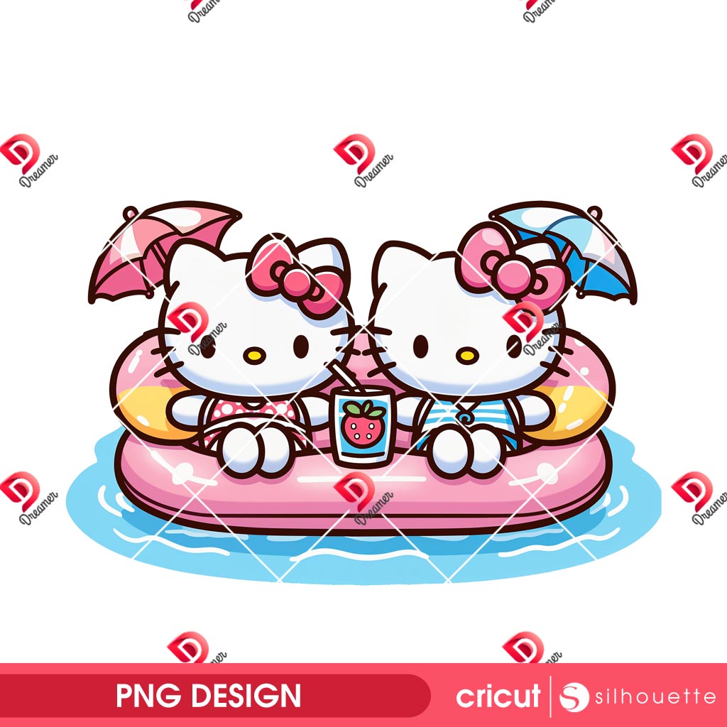 Hello Kitty Summer PNG Design, Cartoon Couple Hello Kitty Summer 2025 PNG