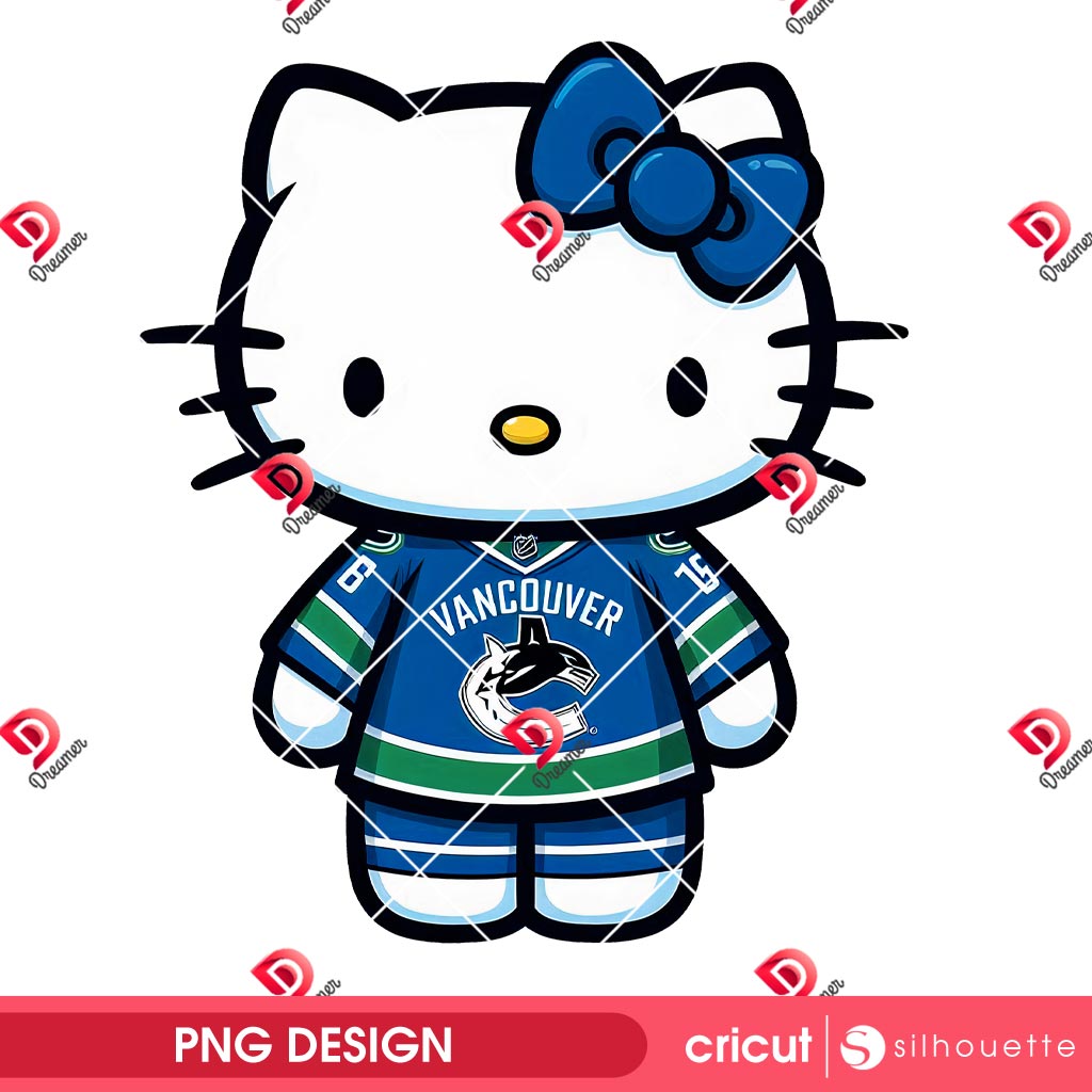 Hello Kitty Vancouver Canucks PNG, NHL Sport Hello Kitty Hockey Vancouver Canucks PNG