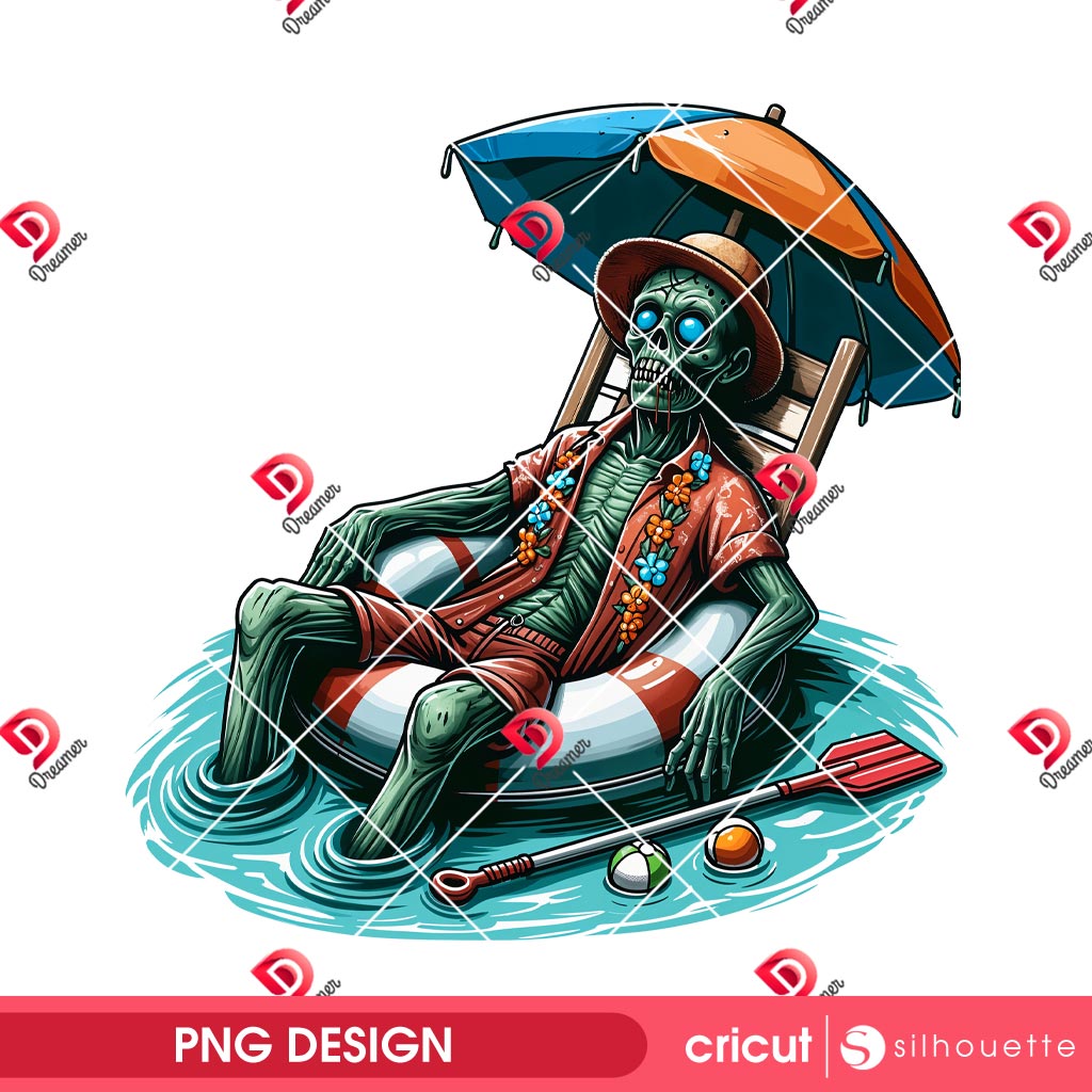 Horror Zombie Hello Summer PNG, Zombie Horror Character Summer 2025 PNG