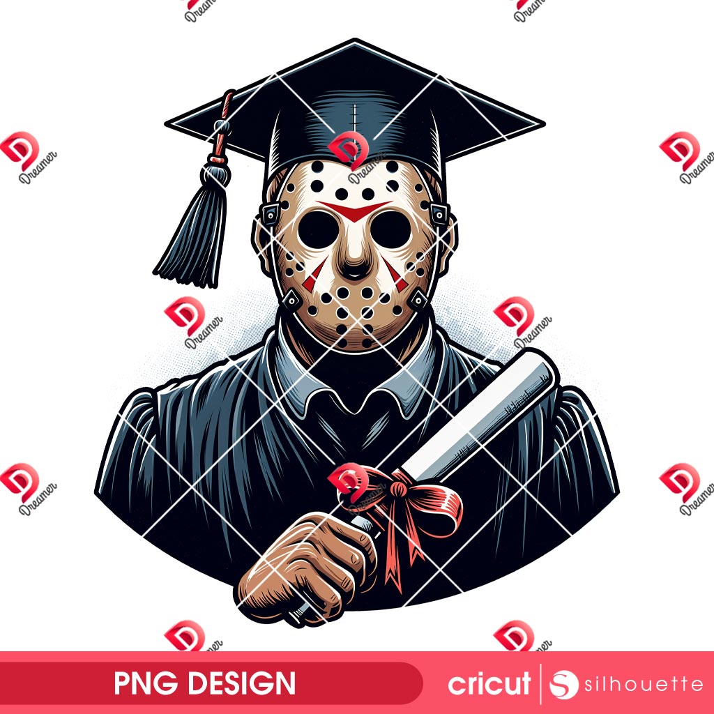 Jason Voorhees Graduation 2025 PNG, Horror School PNG, Horror Killer Graduation PNG