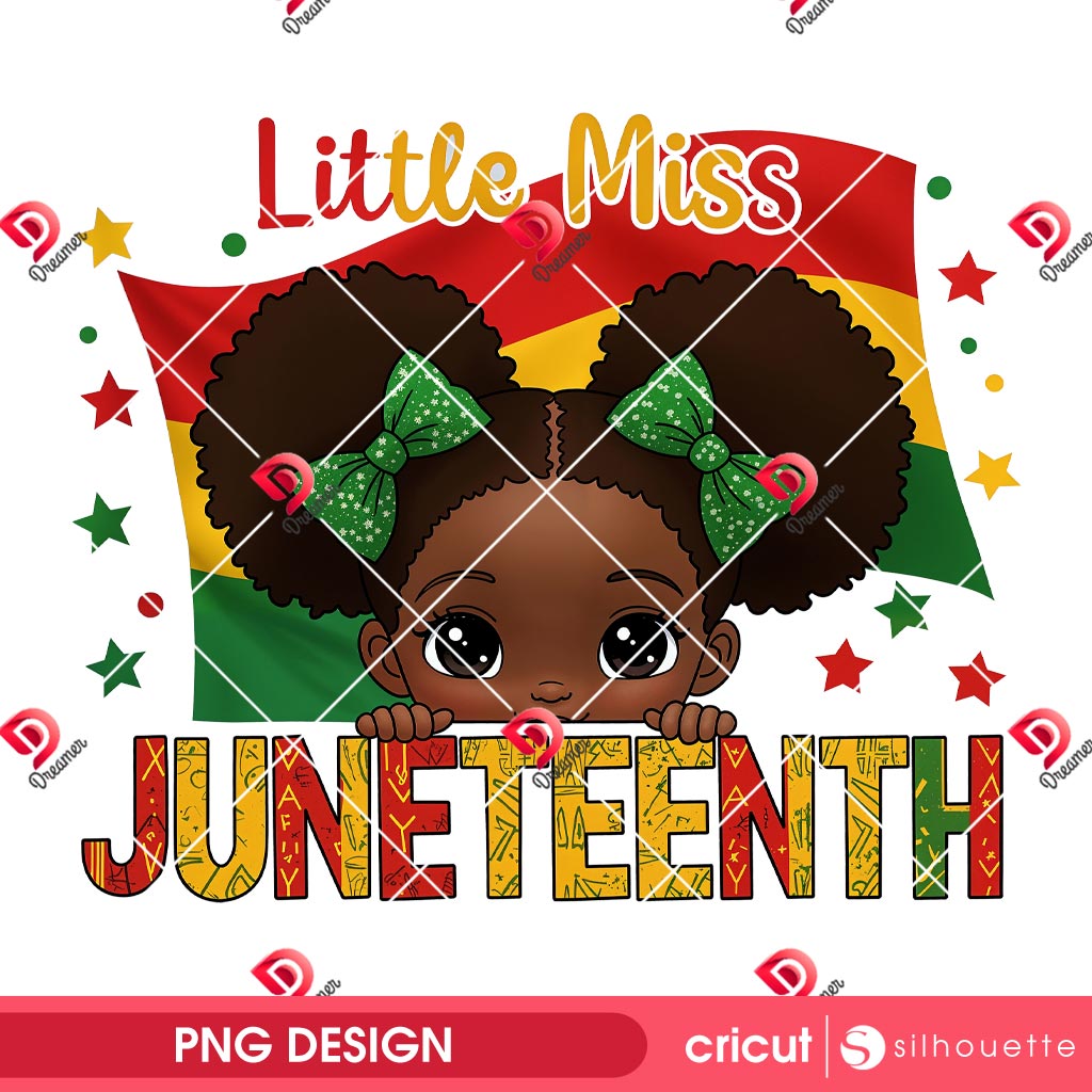 Little Miss Juneteenth PNG Design, Black Girl Juneteenth PNG Design, African American Pride PNG