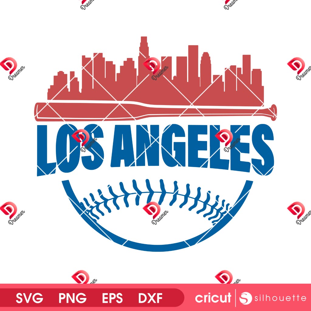 Los Angeles Baseball City Skyline SVG PNG, MLB LA Dodgers Baseball Sport SVG PNG