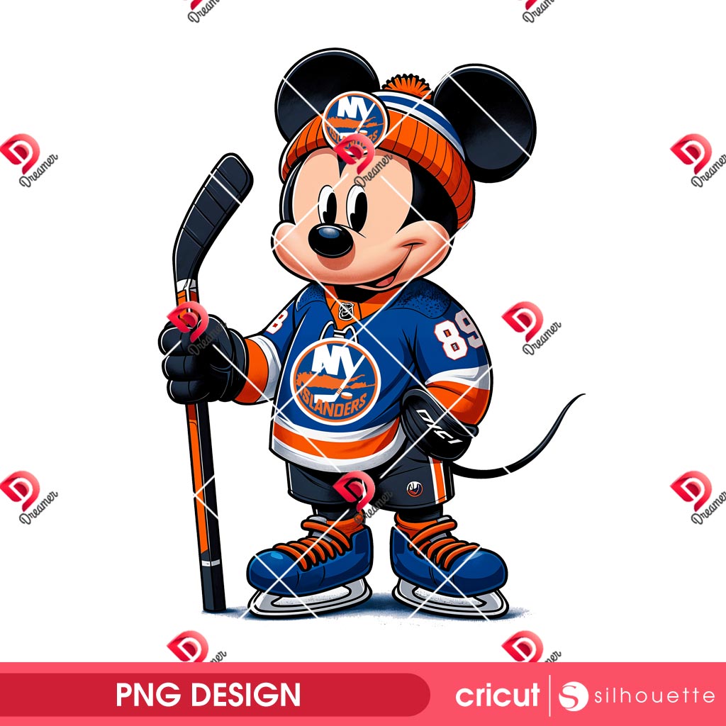 Mickey Mouse NY Islanders Hockey PNG, New York Islanders Disney Friends PNG