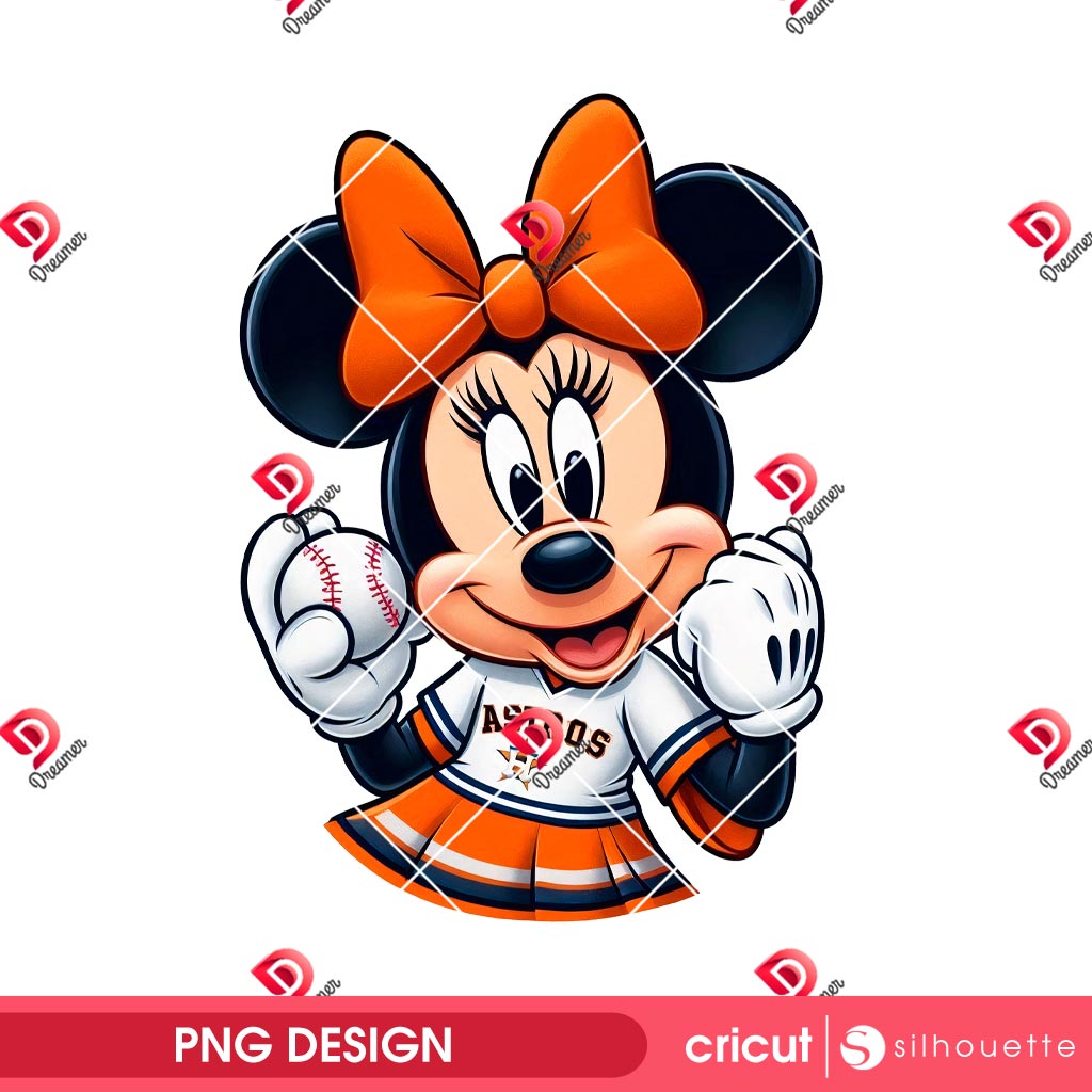 Minnie Mouse Houston Astros Baseball PNG, Disney Friends MLB Sport Astros PNG