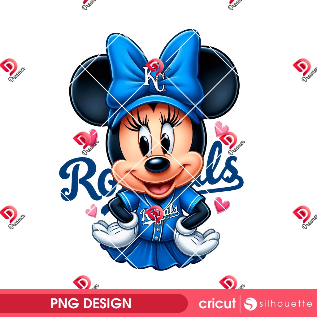 Minnie Mouse KC Royals Team PNG, Disney Minnie Baseball PNG, Disney Friends Sport PNG