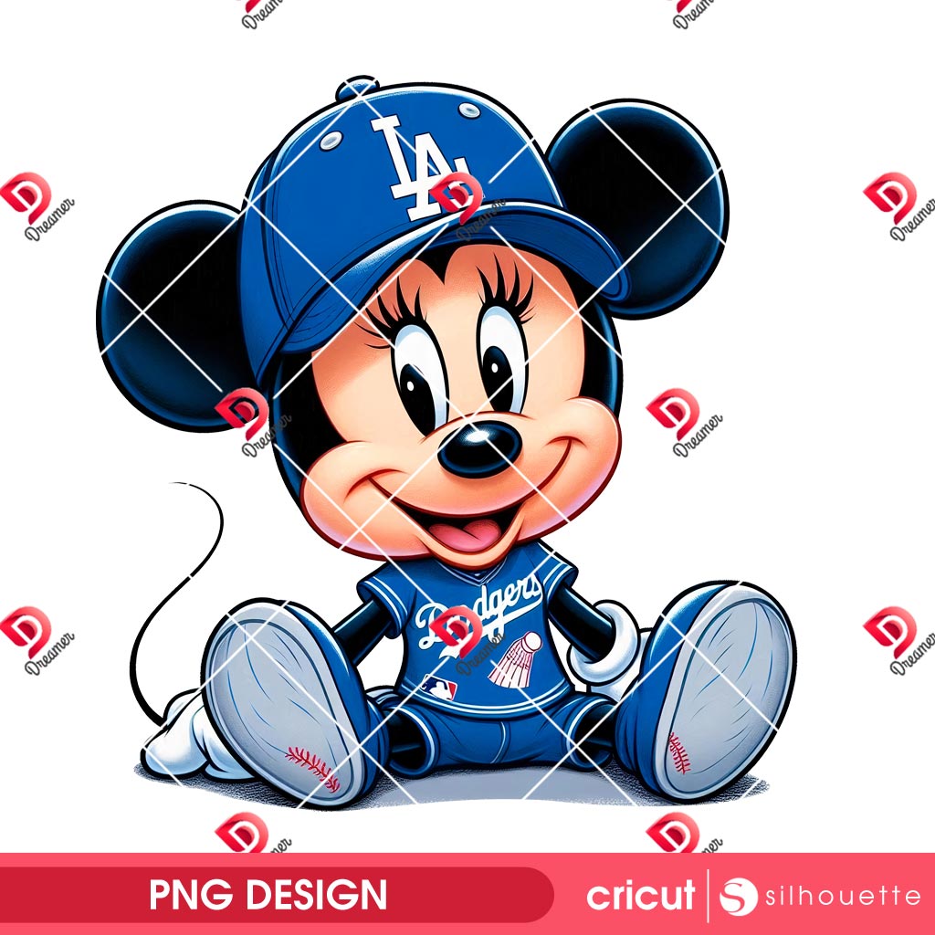 Minnie Mouse Los Angeles Dodgers Baseball PNG, Minnie Dodgers Player PNG, Disney Friends Sport PNG