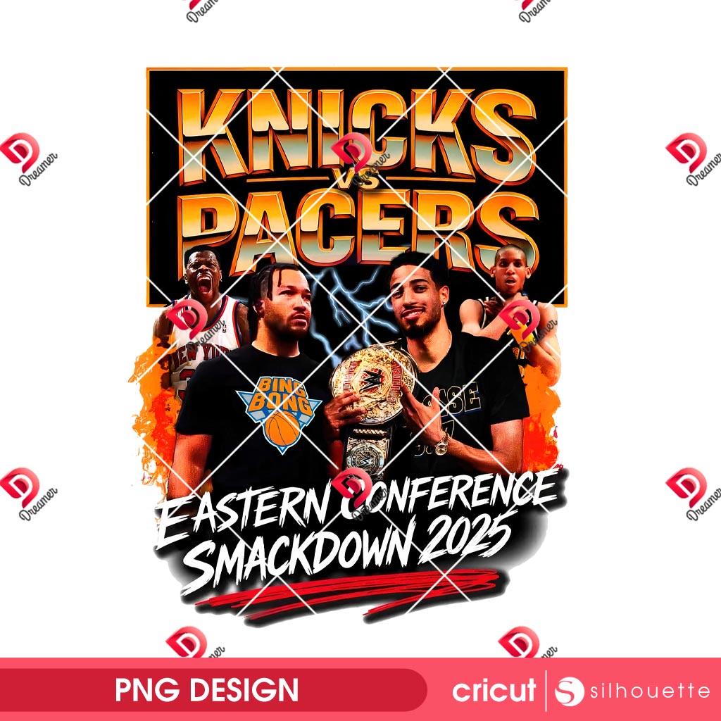 NY Knicks Vs Indiana Pacers PNG Design, Basketball Eastern Conference Smackdown 2025 PNG